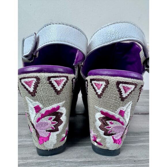 NWOT Sharif Andalusian Garden Women Embroidered Floral Boho Wedge Sandals Size - Picture 6 of 7